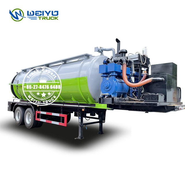 2 Axles 25CBM Vacuum Sewage Suction Semi Trailer