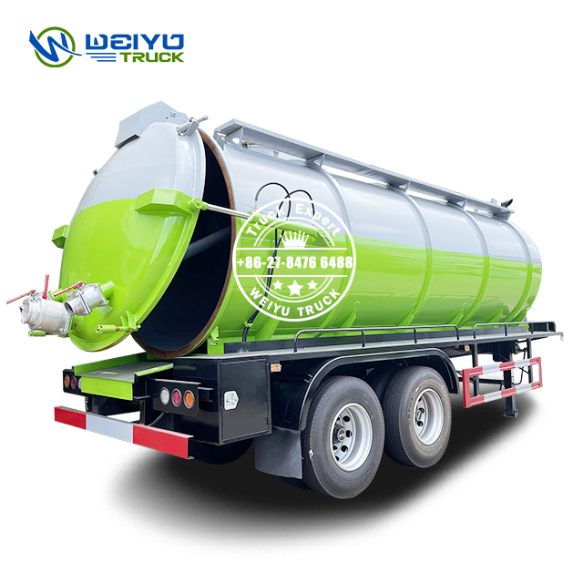 2 Axles 25CBM Vacuum Sewage Suction Semi Trailer