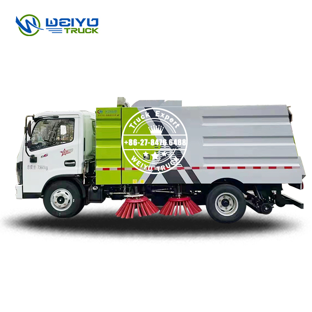 Dongfeng 6cbm Stainless steel Four Brushes Street Sweeper Truck For Clearing Dirt and Debris Off Paved Surfaces