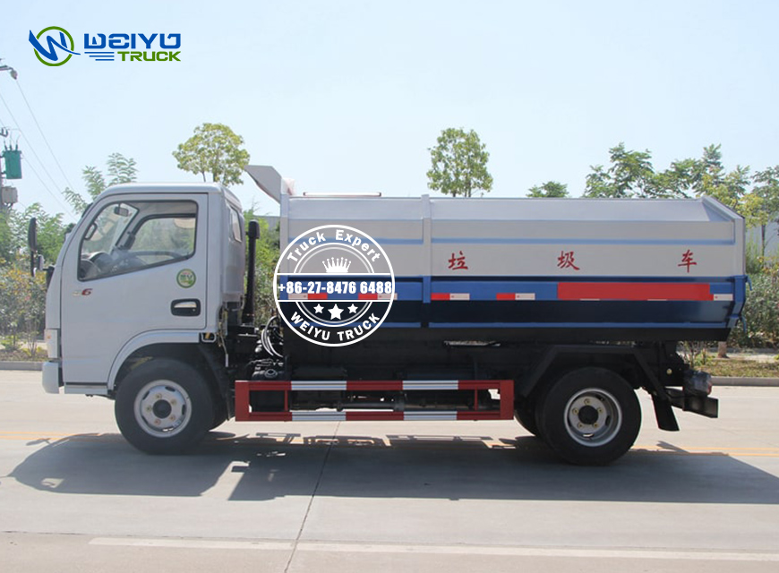 Dongfeng 5 CBM Hanging Barrel Garbage Truck with Hydraulic Loading System Side Loader Truck (1)